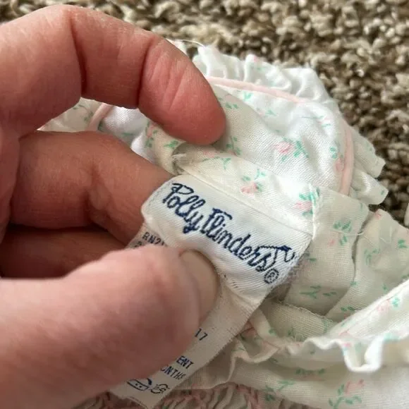 Vintage Polly Flinders Pink Green Formal Shortsleeve Floral Embroidered Dress - Picture 11 of 13